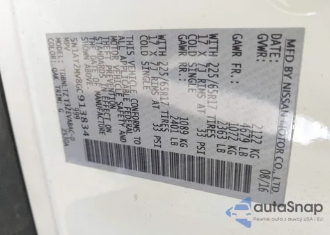 2016 Nissan Rogue Sv from USA, damaged, VIN 5N1AT2MV8GC913834